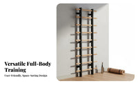 Multi-Functional Wall Mounted Swedish Ladder Multifunctional Beech Wood Rib Frame Full-Body Training Swedish Ladder Adjustable for Athletes, Families, Office Workers, Indoor, Living Room, Garage, Basement