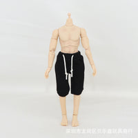 1/12男宽肩休闲裤强壮体打底6寸兵人素体娃衣肌肉强壮T恤运动服饰