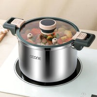 Stainless Steel Soup Pot Locking Lid Micro Pressure Pot Gas and Induction Compatible Stockpot for Home Kitchen