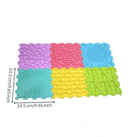 6 Pieces Tactile Floor Tiles Raised Textured Puzzle Play Mat for Playrooms, Kids