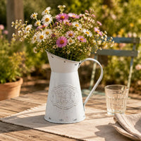 Metal Pitcher Vase Curved Handle Decorative Pitcher Vase Flared Top