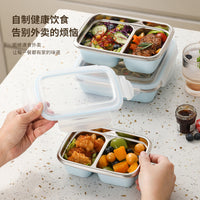 Microwave-Safe Lunch Box 304 Stainless Steel Divided Sealed Portion Control Salad Bento Fresh-Keeping Container