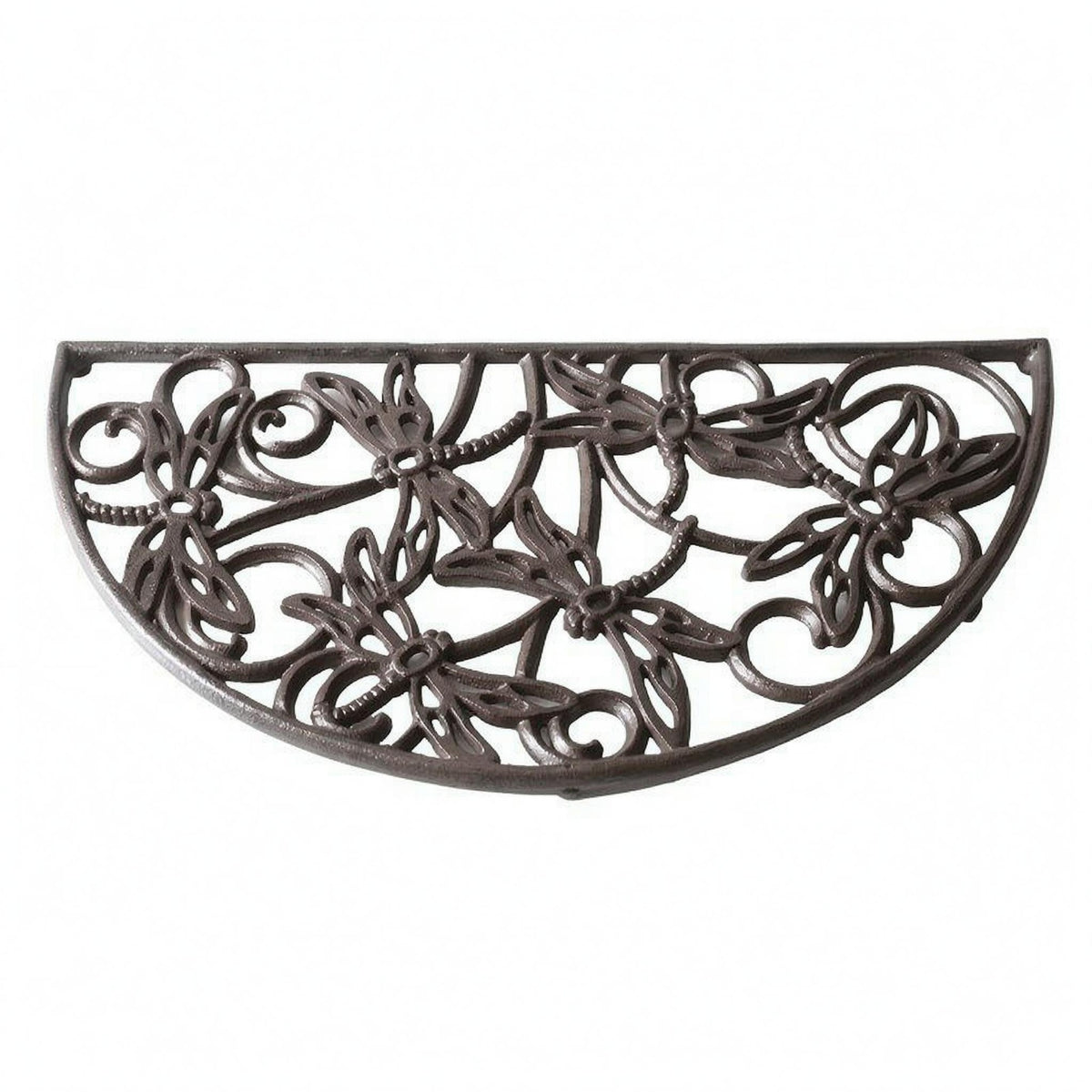 Cast Iron Door Mat Dark Bronze-Brown Metal Entry Mat Textured for Entryway