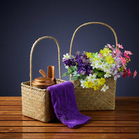 Storage Baskets for Hanging Basket Decor, Square Wicker Basket for Indoor Plant Pot, Seagrass Hanging Storage, Woven Basket with Handle Style
