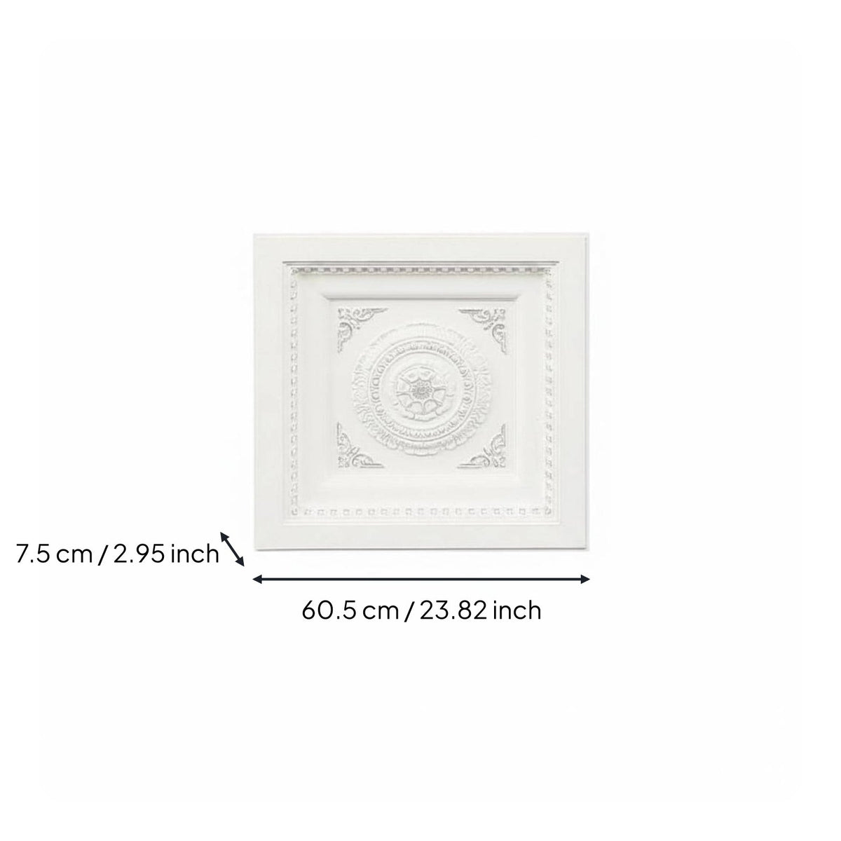 Square Ceiling Medallion Faux Plaster Carved Chandelier Base Paintable Surface Polyurethane Ceiling Tile for DIY Enthusiasts
