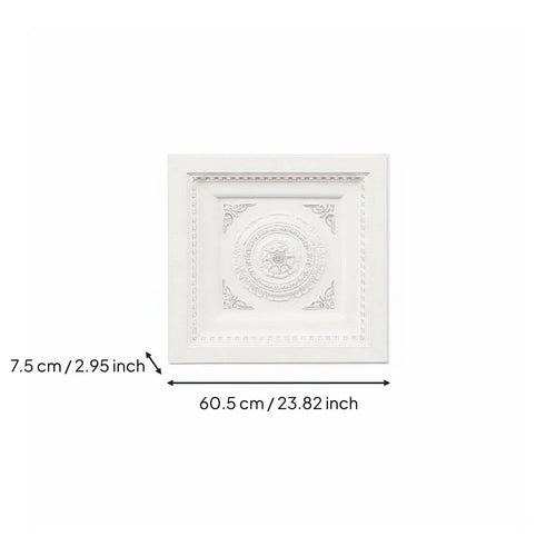 Square Ceiling Medallion Faux Plaster Carved Chandelier Base Paintable Surface Polyurethane Ceiling Tile for DIY Enthusiasts