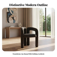 Upholstered Curved Chair Soft Cushioning Vanity Stool Modern Stylish Contoured Rearrest for Interior Design Lovers, Bedroom