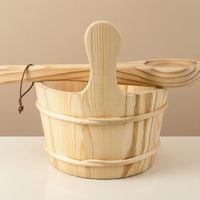 Wooden Sauna Bucket with Ladle Fir Sauna Bucket with Ladle Traditional for Steam Room