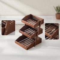 3 Tier Rack with Slatted Trays Rustic Countertop Vegetable Produce Rack Convenient Kitchen Organizer for Pantry