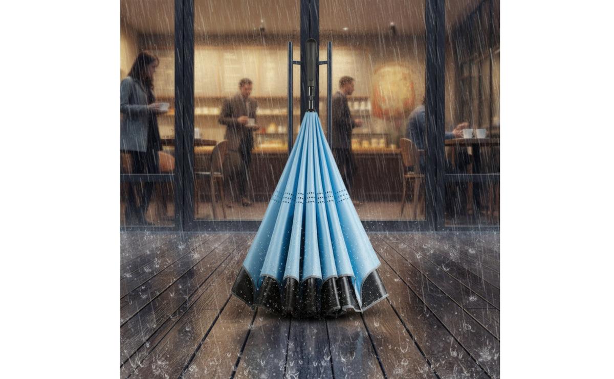 Double-Layer Inward-Folding Umbrella Windproof Inverted Umbrella Waterproof Defensive for Commuters, Night Walks