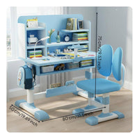 Adjustable Child's Study Desk with Hutch Set Ergonomic Children's Writing Table Student Workstation Chair Storage Bookstand Engineered Wood Steel Suitable for Children's Bedroom Study Room Homework