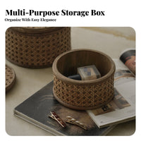 Lidded Storage Container With Lid Lidded Wicker Case particlesproof Vintage design for Students, Homeowners