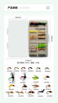 100-Piece Set Thin Transparent Fly Box for Dry Flies, Wet Flies, Nymphs, Streamers, Fly Fishing Lures