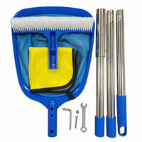 Pool Brush and Net Set Stainless Steel Pole Pool Cleaning Kit Fine Mesh