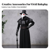 Plague Doctor Costume Faux Leather Accents Dress-up Apparel Scary for Cosplayers