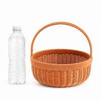 Small Basket with Integrated Handles, Lightweight Polywicker Fruit Basket, Empty Gift Baskets for Groceries & Storage