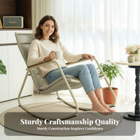 Woven Basket swaying chair Rocking Design paddinged oval Chair Indoor & outdoorsdoor Use Patio Seating for Seniors, Homeowners, Balcony, Living Room, Backyard