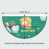Easter Fan-Shaped Flag Easy to Hang Semi-Circle Easter Bunting Weather Resistant Bunny Print Porch Banner for Families, Event Organizers, Fence, Yard