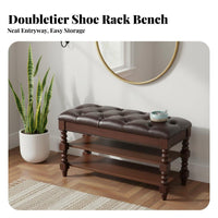 Padded Shoe Rack Bench Multi-Functional Upholstered Shoe Storage Bench Timeless Design Easy Assembly for Hallway, Bedroom