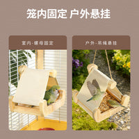 Solid Wood Parrot Bird Nest Resting Hammock Multifunctional Wooden Bird House for Cage Decoration