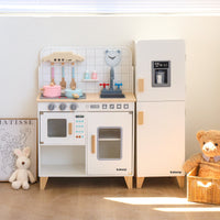 Wooden Pretend Play Kitchen Toy Set for Kids Cooking Role-Play Gift for Girls