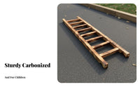 16 Pieces Carbonized Wood Kindergarten Physical Training Set Encourages Active Play Kids Balance Beam Course Builds Strength Wooden Climbing Frame Set Long-Lasting Construction for Toddlers, Teachers, Parents, Daycare Center, Outdoor, Playground