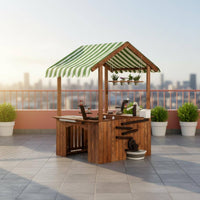 Wooden Outdoor Playhouse Sink Area Play Kitchen Playhouse for Backyard