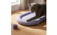 Padded Rim Oval Pet Scratching Board Recessed Center Jute Pet Scratcher Dangling Ball Toy Pet Furniture Low-Height