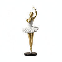 Resin Ballerina Statue Glossy Finish Ballet Dancer Statue Black Base
