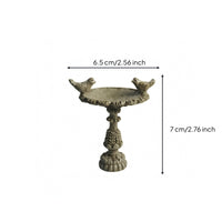 Miniature Birdbath Feeder Carved Surface Resin Birdbath Ornament Decorative