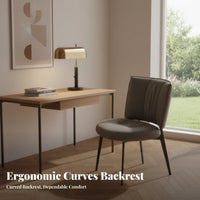Soft Padded Upholstered Armless Dining Chair Ergonomic Design Modern Minimalist Side Chair Long-Lasting Indoor Furniture High-Rebound Cushion for Restaurant Owners, Hotel Managers, Interior Designers, Cafe, Living Room, Kitchen, Office