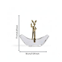 Rabbit Statue with Crystal Base Modern Rabbit Figurine Minimalist for Art Lovers