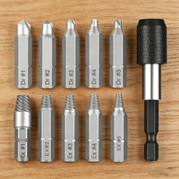 11 Pieces Stripped Screw Remover Kit Easy out Repair Tool Counterclockwise