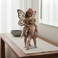 Sibling and Sister Fairy Figurine Creative Design Standing Children Sculpture