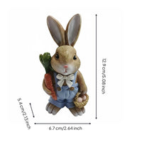 Bunny Figurine Cute Design Resin Garden Hare Hand-Painted Hare Statue for Gardeners, Micro-Landscape, Flower Pot, Desktop