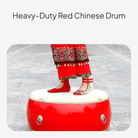 Chinese Red Drum Cowhide Dance Drum Wooden Body