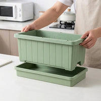 Large Resin Planter Box Plant Pot with Drainage Tray, Sturdy Plant Pots for Home Gardening, Outdoor Vegetable Garden