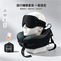 Memory Foam U-Shaped Neck Pillow with Eye Mask for Travel and Napping
