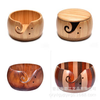 Creative Wooden Yarn Bowl with Lid for Knitting Storage