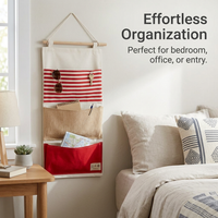 Hanging Storage Organiser with Pockets, Wall Hanging Storage Bags, Over Door Storage Organiser, Dorm Room Striped Hanging Organizer