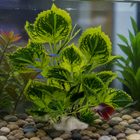 Aquarium Artificial Plant Decor - Large Leaf Banyan & Colorful Foliage