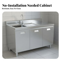 Stainless Steel Kitchen Cabinet Easy to Clean Unified Kitchen Workstation Water Resistant Metal Utility Cabinet for Homeowners, Apartment Dwellers