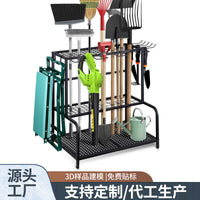 跨境花园清洁工具收纳架车库农具储物架庭院铲子扫帚支架