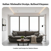 Curved Armrest Sofa Italian Minimalist design Living Room Couch Sailboat Armrests 3-Person Settee for partners, Students, study corner, Office, Bedroom