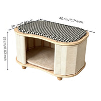 Cat House with Cushion Rattan-Style Cat Cave Indoor for Cats