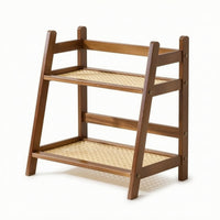Trapezoid Storage Rack Space-Saving Display Shelf Natural for Kitchen Countertop