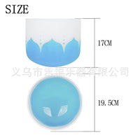 跨境8寸石英磨砂水晶坩埚音乐碗羊皮棒套装天蓝色莲花款式