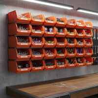 Garage Storage Bins Space Saving Orange Storage Bin Versatile Wall-Attached Tool Bins for Workshop