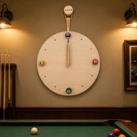 Wooden Billiard Clock Wood Finish Billiard Wall Clock Easy to Install