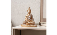 Meditative Buddha Statue with Gems Resin Buddha Figurine Compact Tabletop Statue Indoor for Entryway